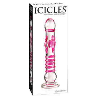 Icicles Rose Bump & Swirl Duo Glass Dildo No 6