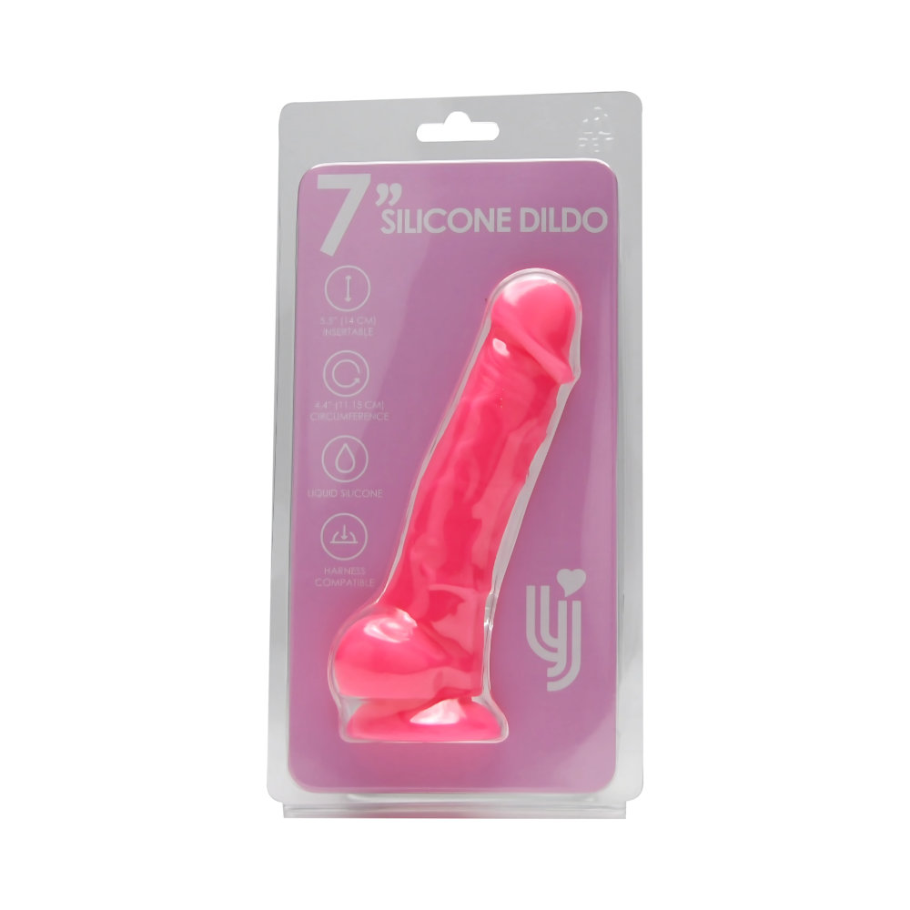 Loving Joy 7 Inch Realistic Silicone Dildo with Suction Cup and Balls Pink - Image 6