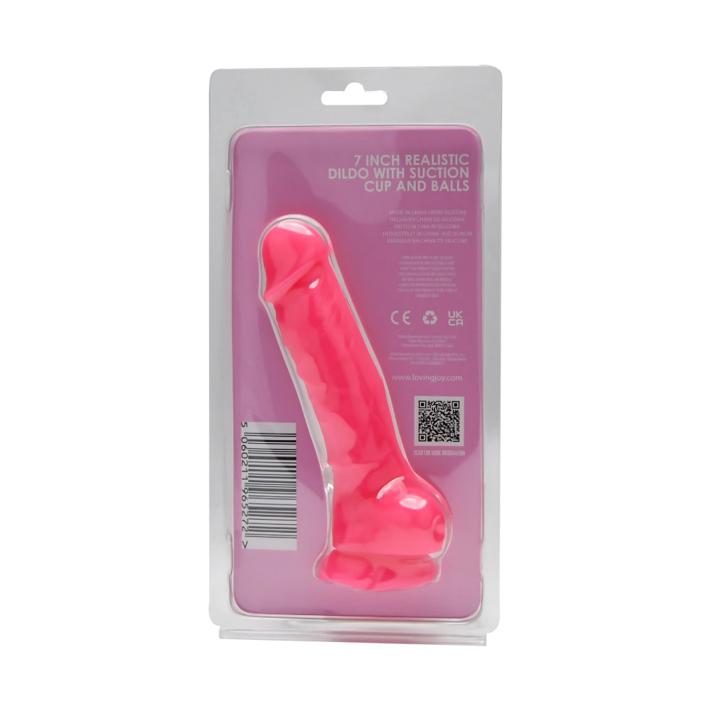 Loving Joy 7 Inch Realistic Silicone Dildo with Suction Cup and Balls Pink - Image 7