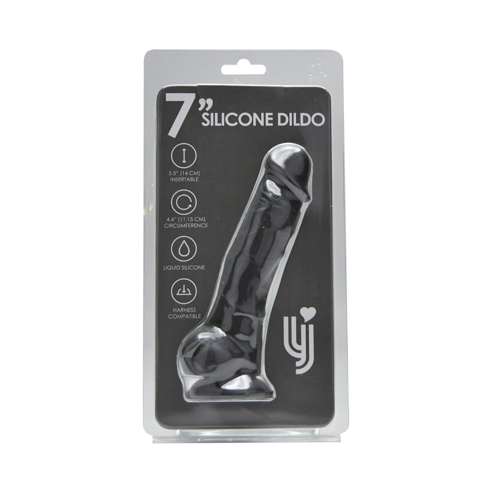 Loving Joy 7 Inch Realistic Silicone Dildo with Suction Cup and Balls Black - Image 6