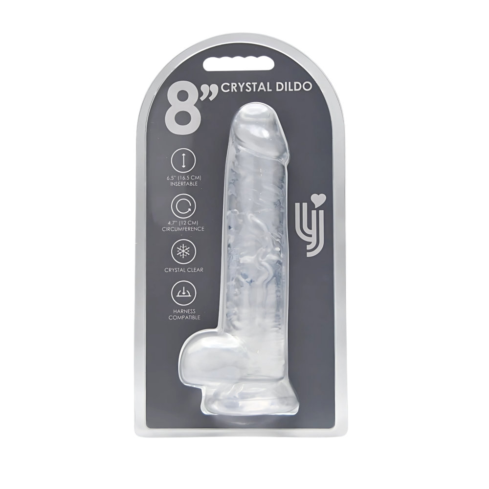 Loving Joy 8 Inch Dildo with Balls Clear - Image 6