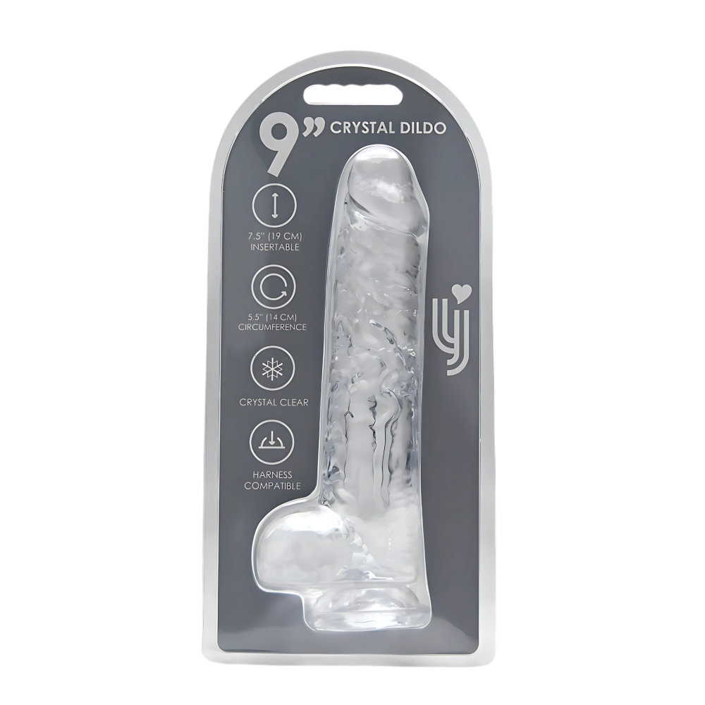 Loving Joy 9 Inch Dildo with Balls Clear - Image 7
