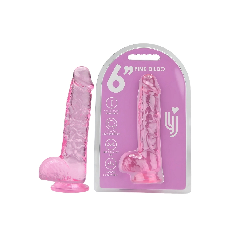 Loving Joy 6 Inch Dildo with Balls Pink - Image 4