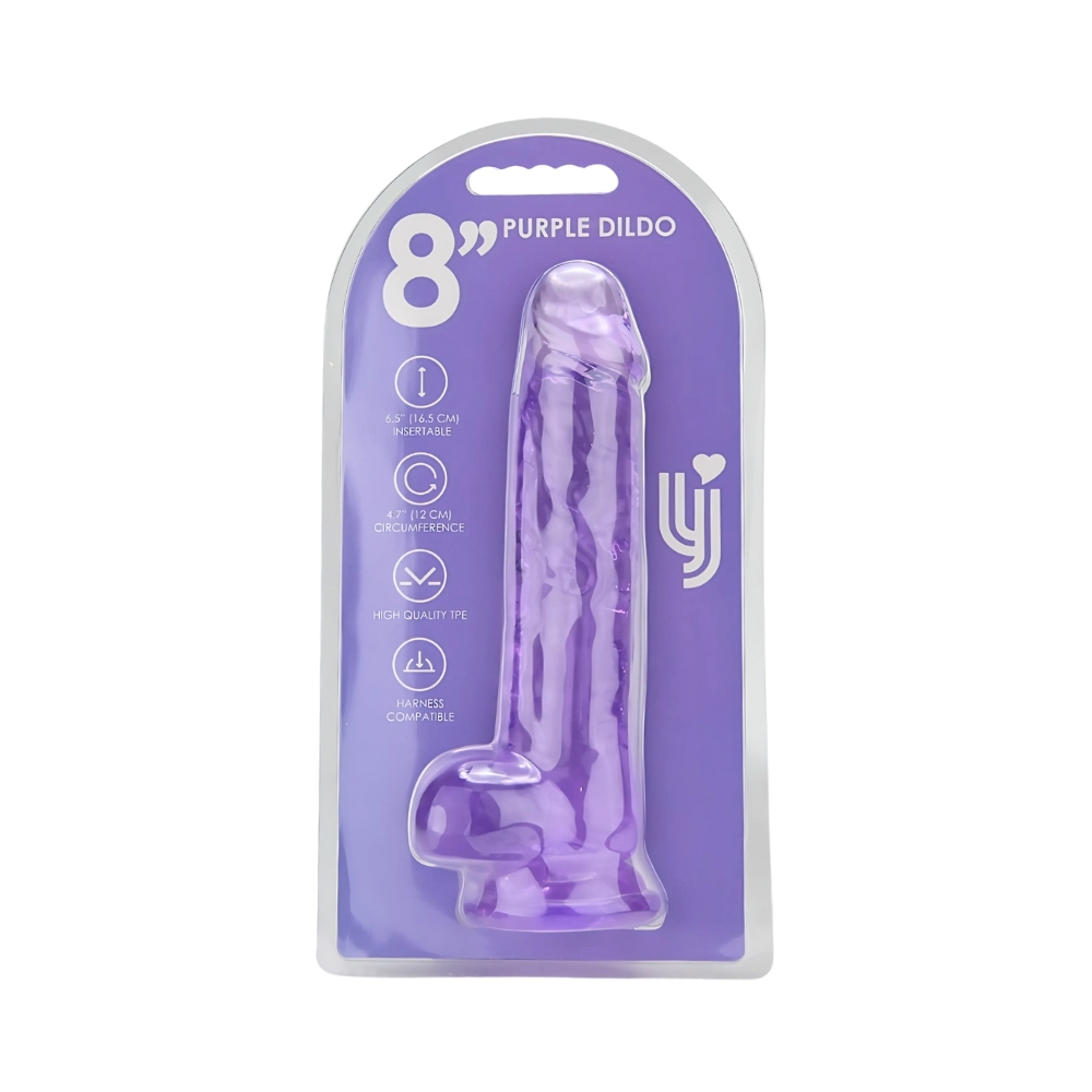 Loving Joy 8 Inch Dildo with Balls Purple - Image 7