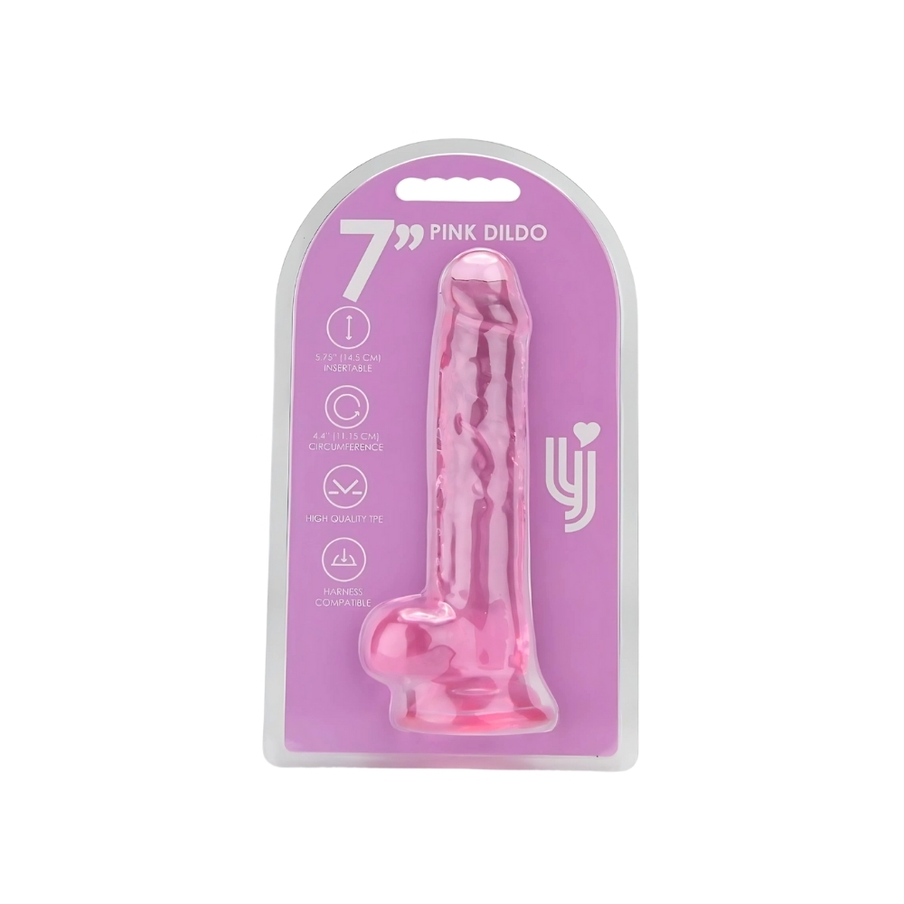Loving Joy 7 Inch Dildo with Balls Pink - Image 5