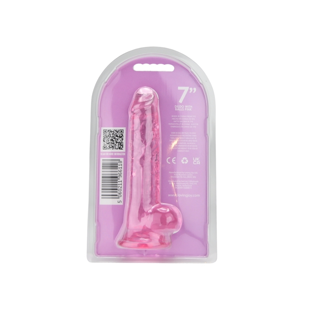 Loving Joy 7 Inch Dildo with Balls Pink - Image 6