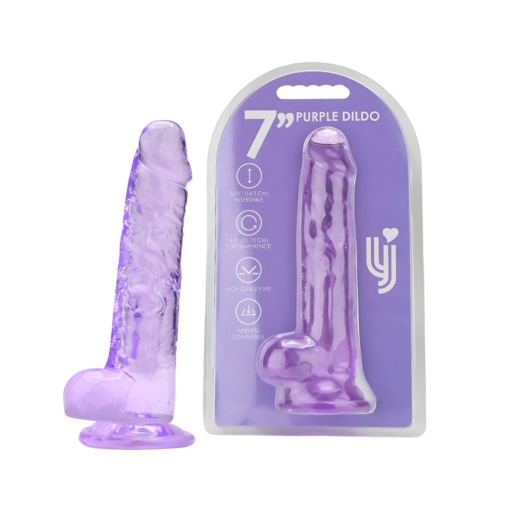 Loving Joy 7 Inch Dildo with Balls Purple - Image 4