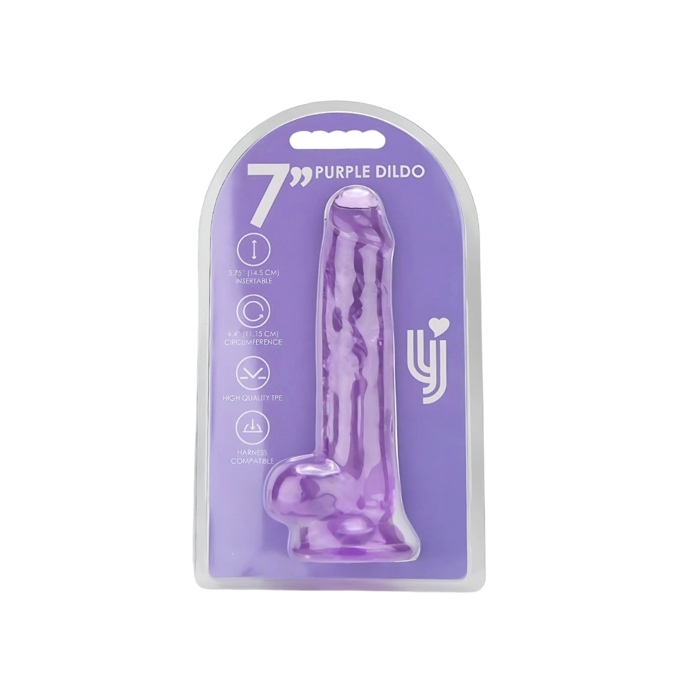 Loving Joy 7 Inch Dildo with Balls Purple - Image 6