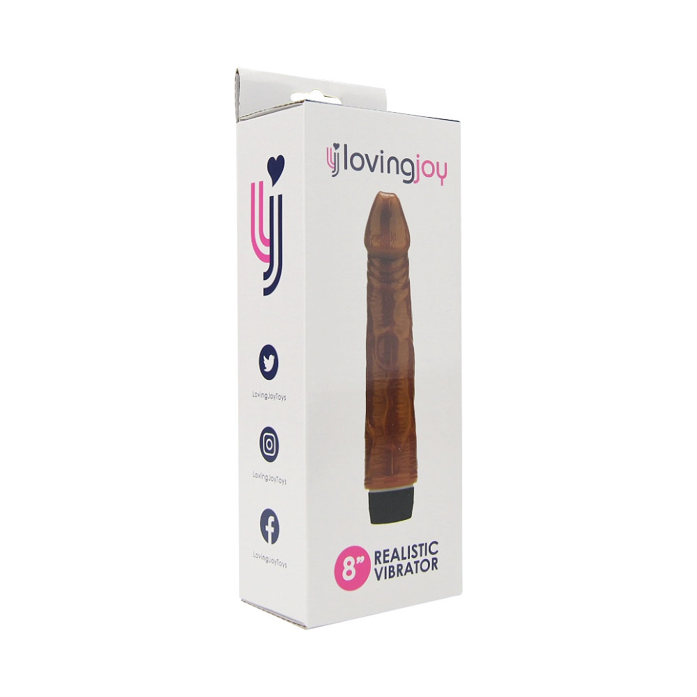Loving Joy 8 inch Realistic Vibrator Brown - Image 8