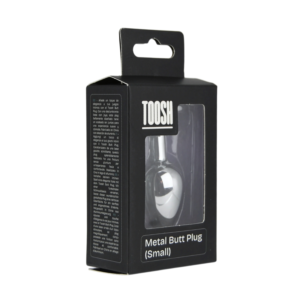 Toosh Silver Metal Butt Plug Small Clear Stone - Image 9