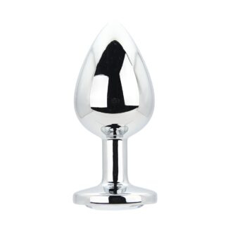 Toosh Silver Metal Butt Plug Large Clear Stone
