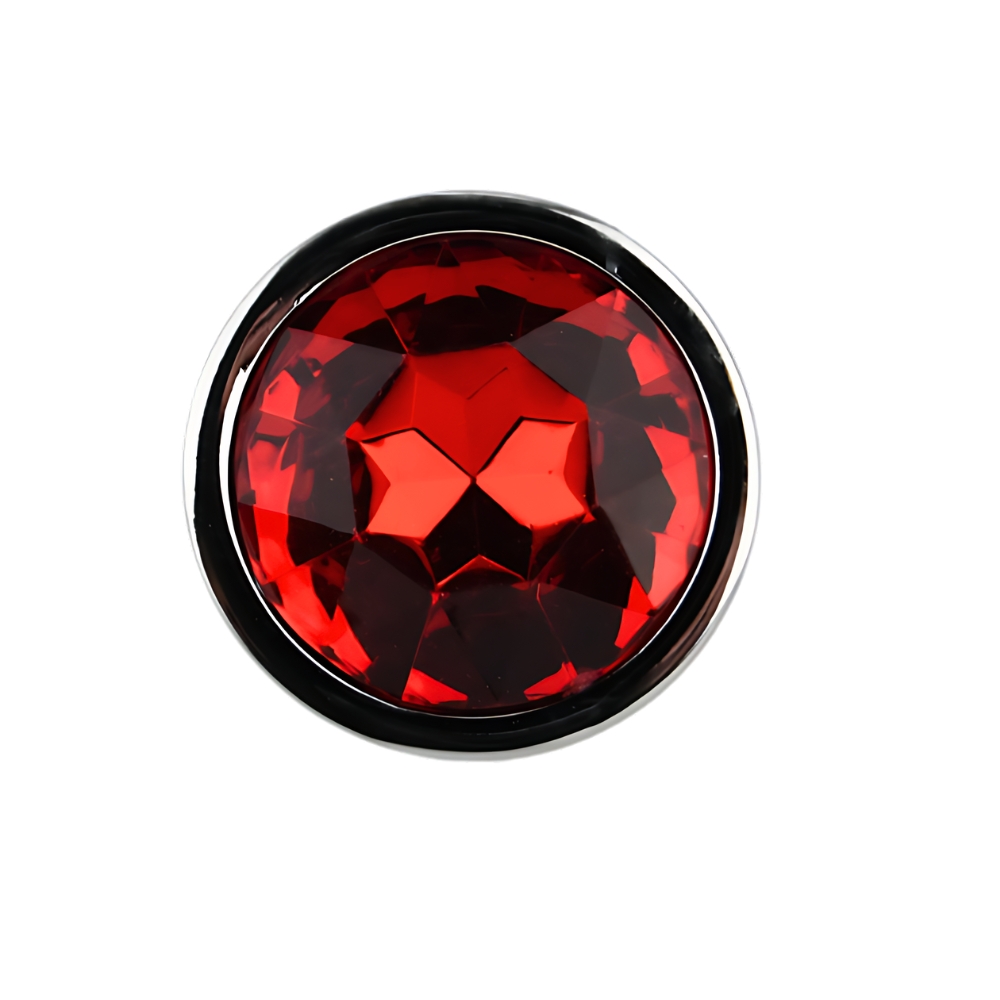 Toosh Silver Metal Butt Plug Small Red Stone - Image 4