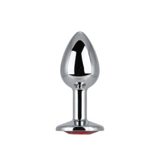 Toosh Silver Metal Butt Plug Small Red Stone