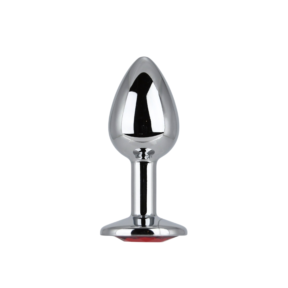 Toosh Silver Metal Butt Plug Small Red Stone