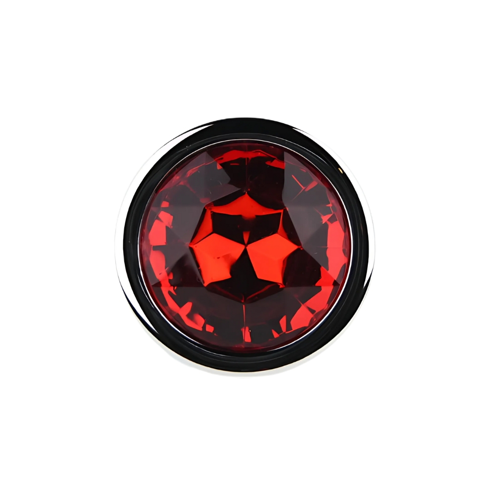 Toosh Silver Metal Butt Plug Medium Red Stone - Image 6