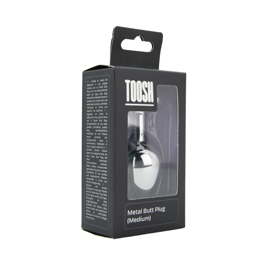 Toosh Silver Metal Butt Plug Medium Red Stone - Image 9