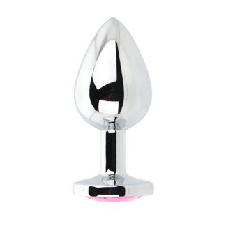 Toosh Silver Metal Butt Plug Large Pink Stone