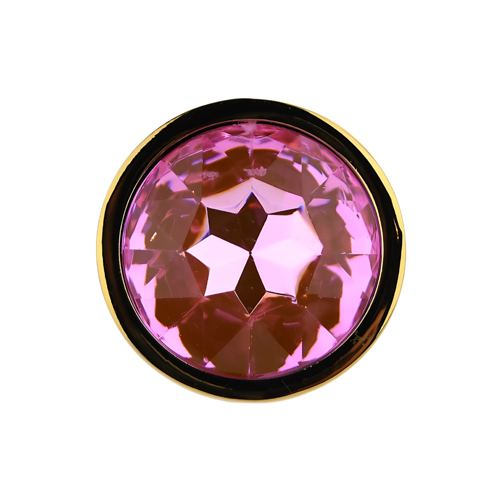Toosh Gold Metal Butt Plug Small Pink Stone - Image 6