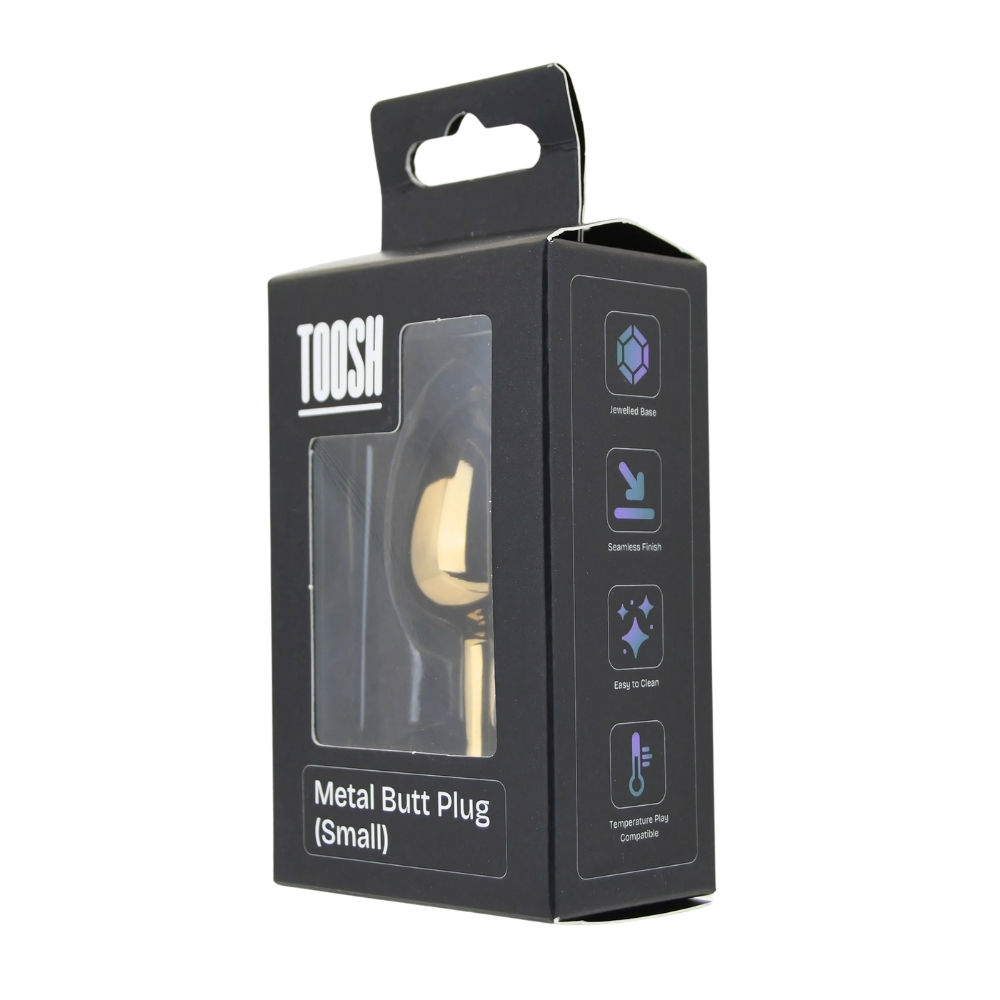Toosh Gold Metal Butt Plug Small Pink Stone - Image 8