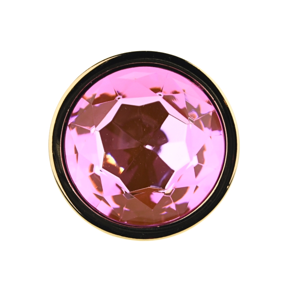Toosh Gold Metal Butt Plug Large Pink Stone - Image 4