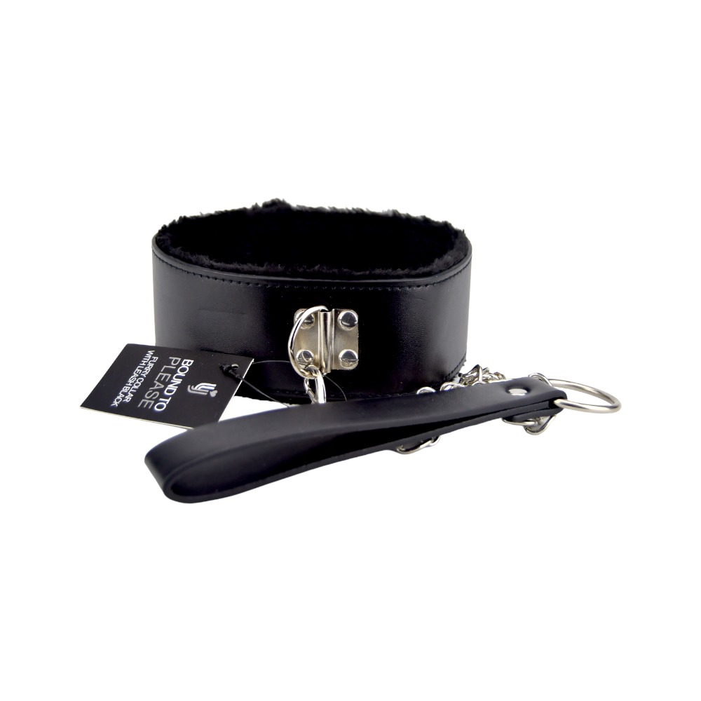 Bound to Please Furry Collar with Leash Black - Image 2