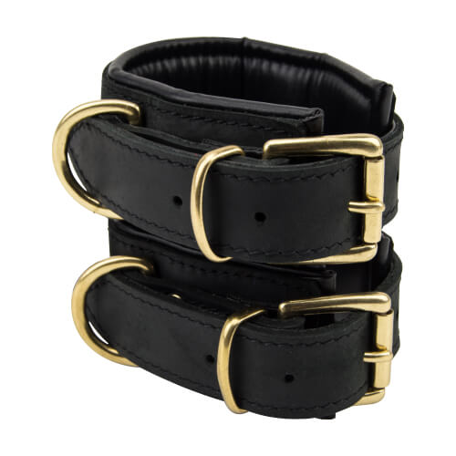 Bound Noir Nubuck Leather Slim Wrist Cuffs - Image 2